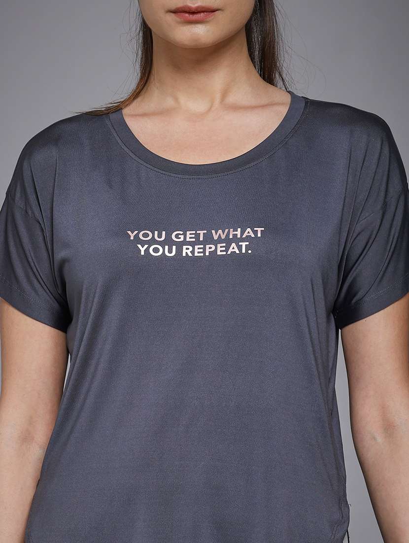 women typography prnted dri-fit sports t-shirt - 21959953 -  Standard Image - 4