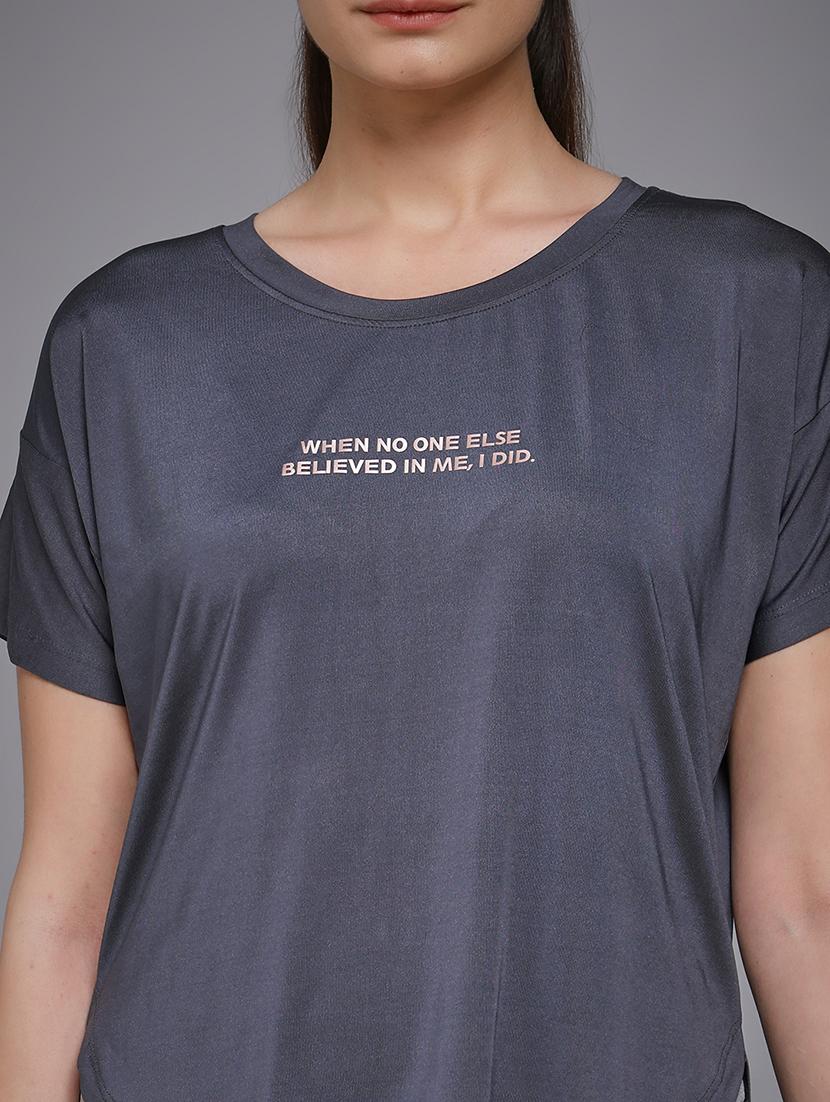 women typography prnted dri-fit sports t-shirt - 21959954 - Standard Image - 4