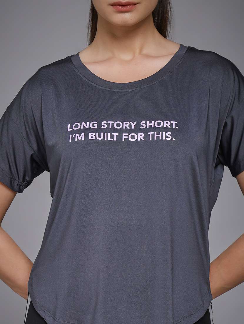 women typography prnted dri-fit sports t-shirt - 21959956 -  Standard Image - 4