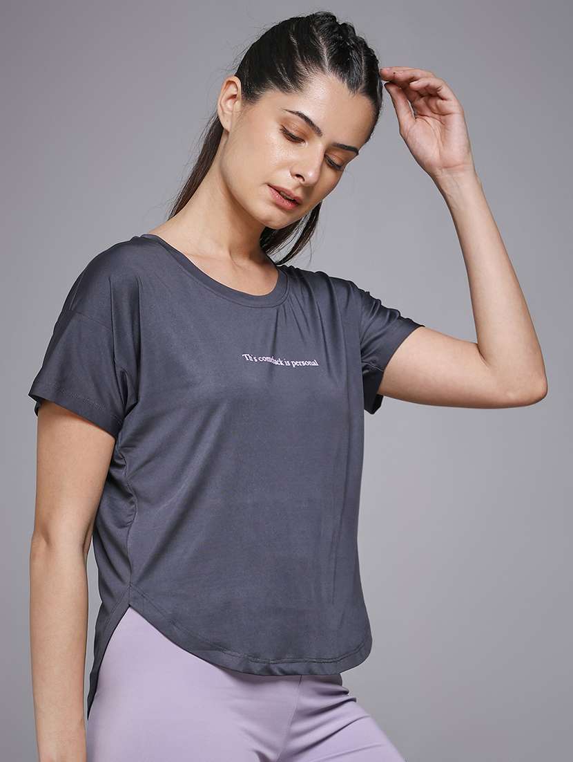 women typography prnted dri-fit sports t-shirt - 21959959 -  Standard Image - 1