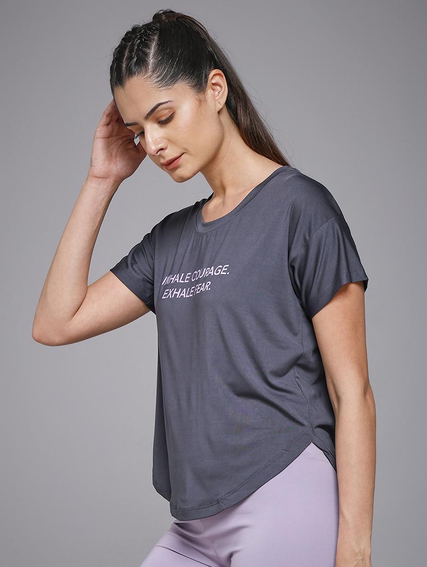 women typography prnted dri-fit sports t-shirt - 21959961 - Standard Image - 1