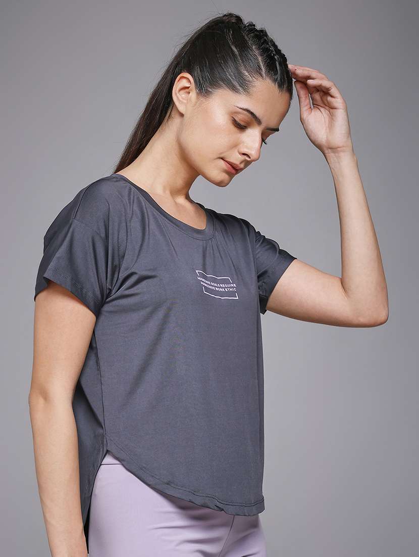 women typography prnted dri-fit sports t-shirt - 21959962 -  Standard Image - 1
