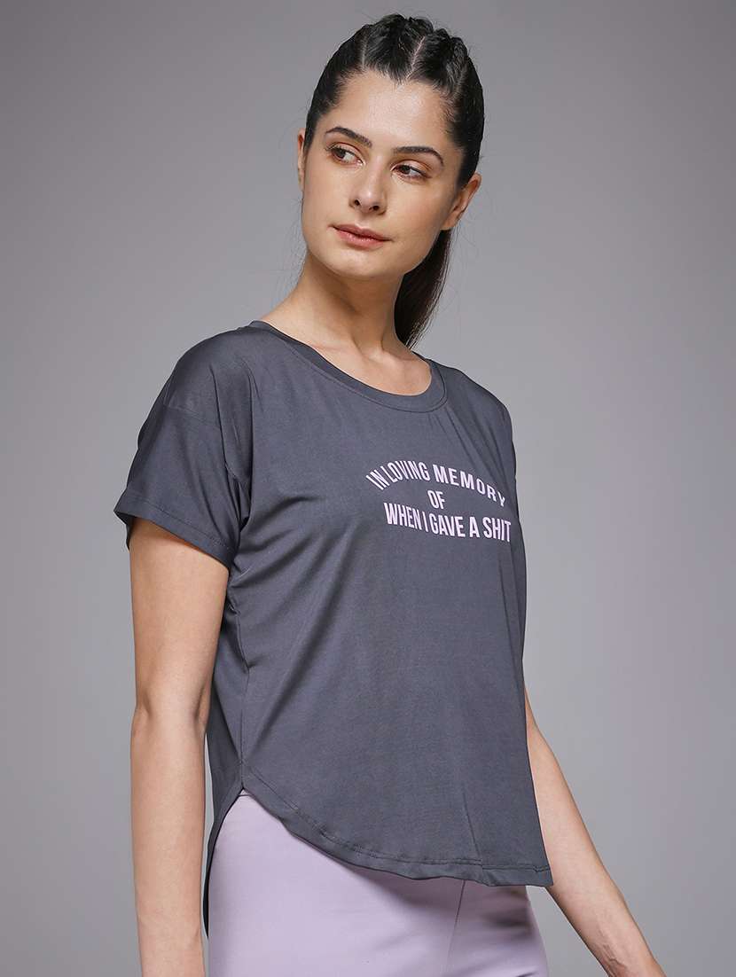 women typography prnted dri-fit sports t-shirt - 21959963 -  Standard Image - 1