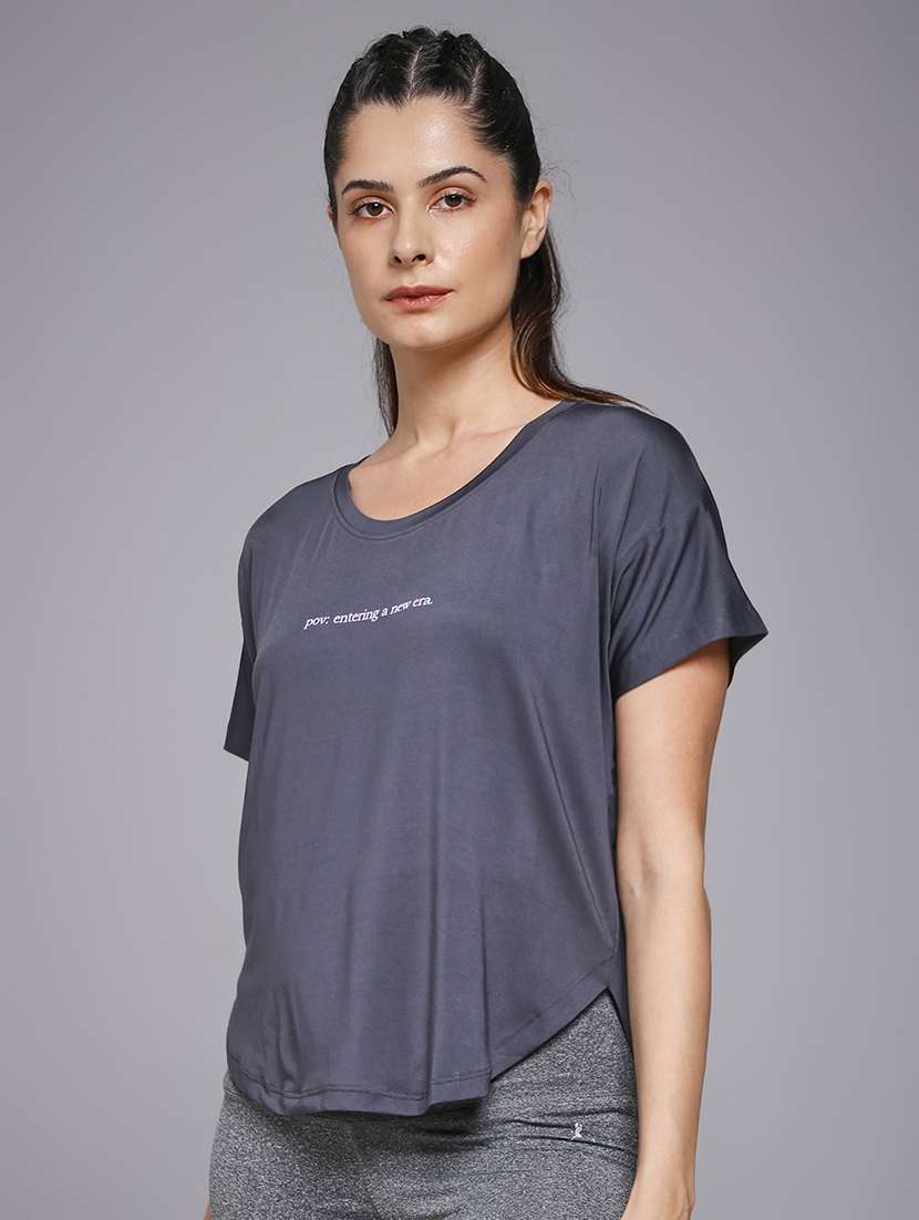 women typography prnted dri-fit sports t-shirt - 21959965 -  Standard Image - 1