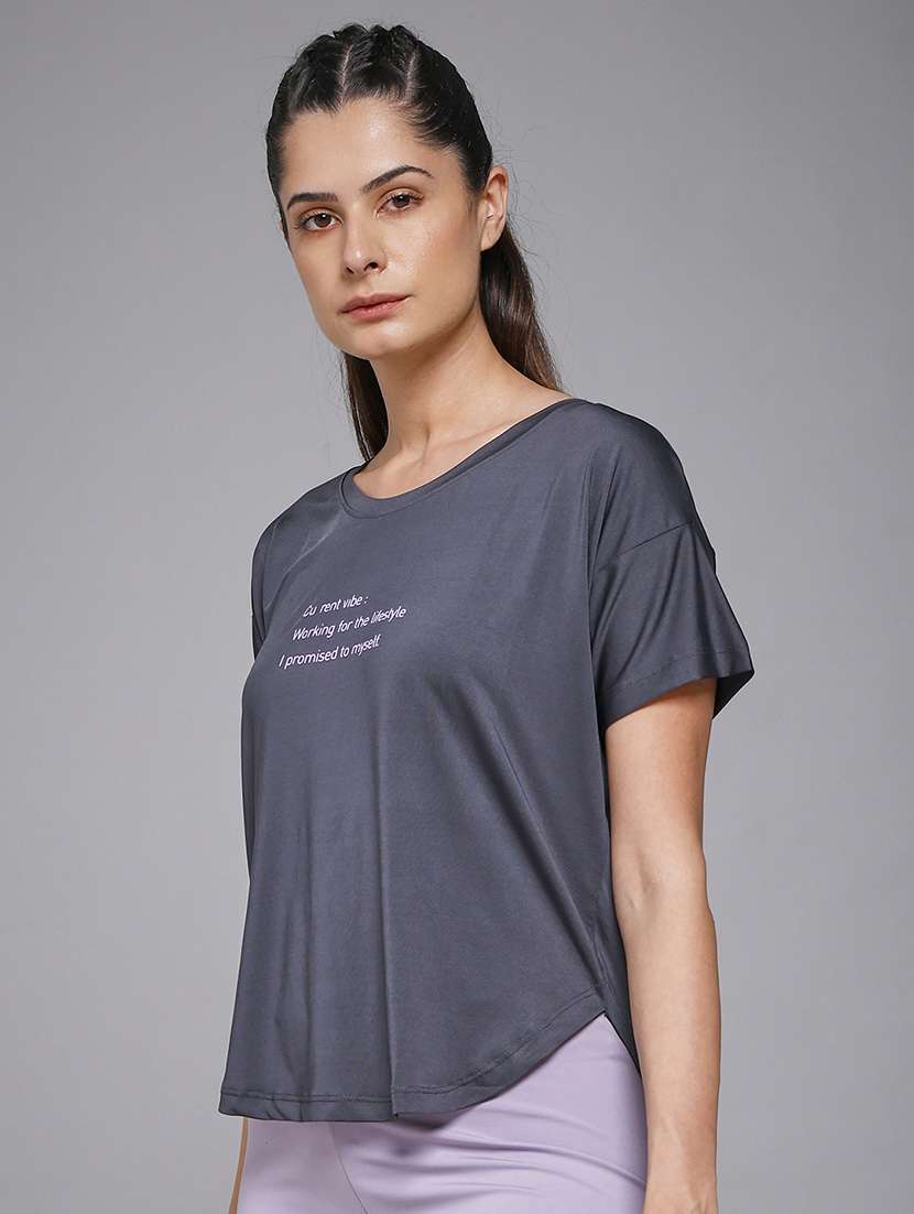 women typography prnted dri-fit sports t-shirt - 21959967 -  Standard Image - 1