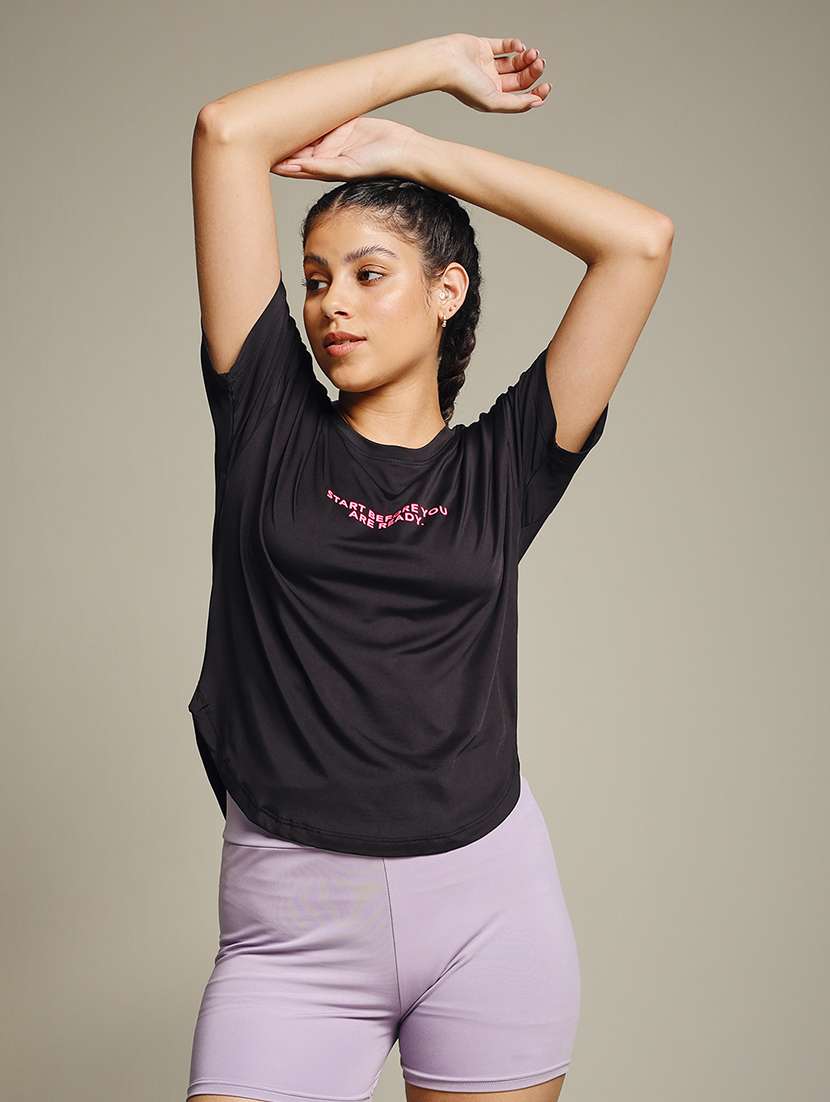 women typography prnted dri-fit sports t-shirt - 21959981 -  Standard Image - 1