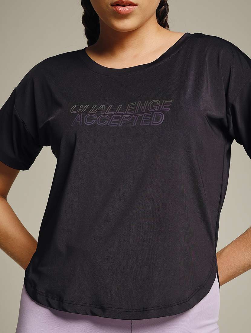 women typography prnted dri-fit sports t-shirt - 21959985 -  Standard Image - 4