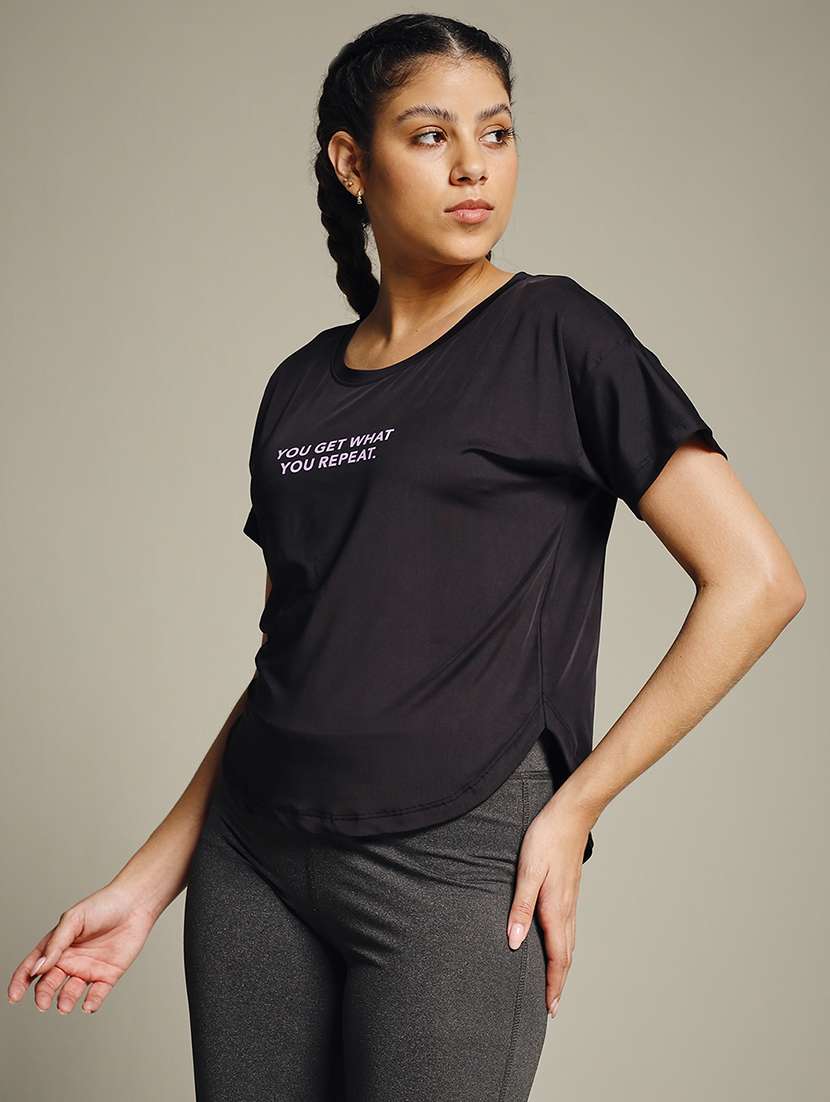 women typography prnted dri-fit sports t-shirt - 21959986 -  Standard Image - 1