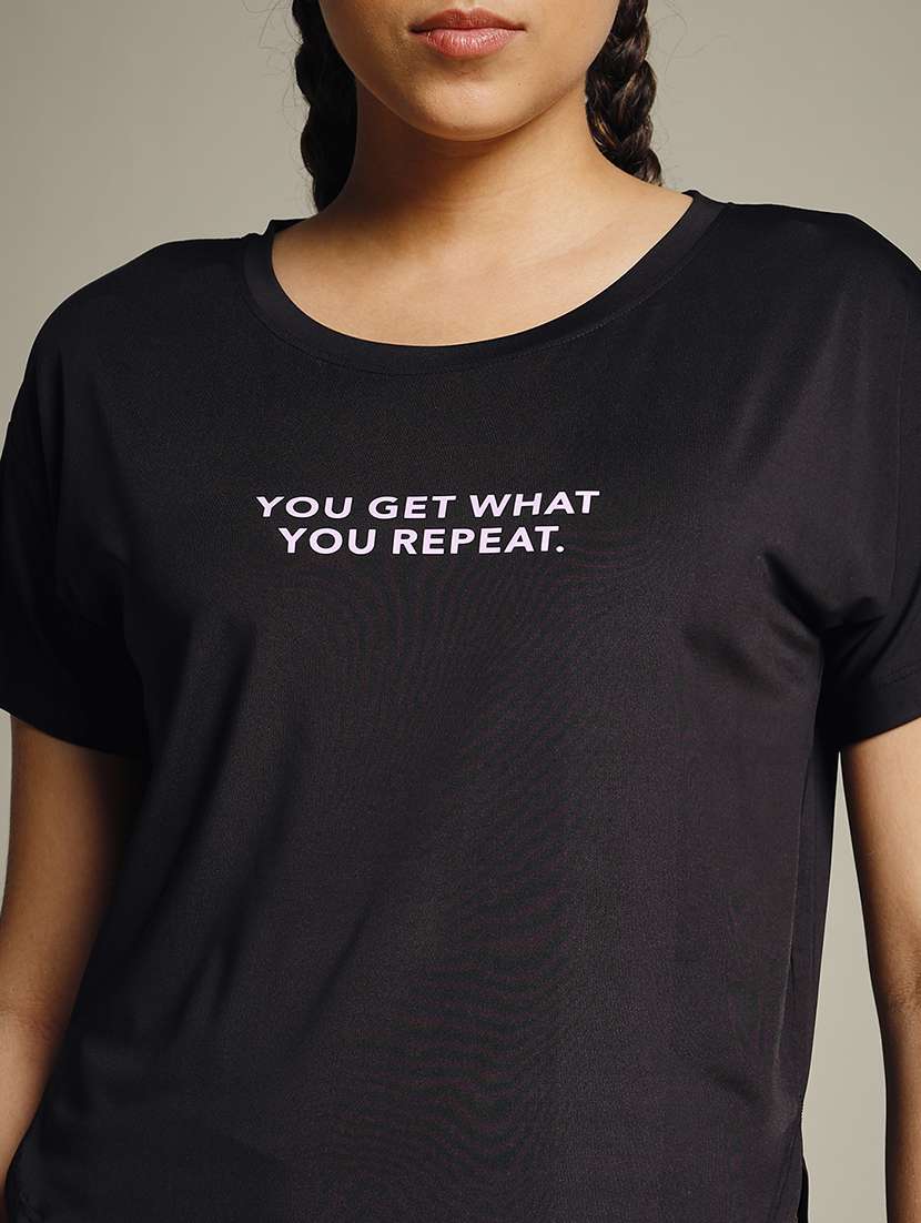 women typography prnted dri-fit sports t-shirt - 21959986 -  Standard Image - 4