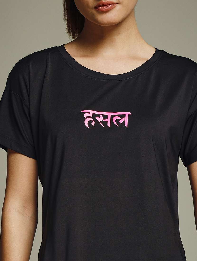 women typography prnted dri-fit sports t-shirt - 21959987 -  Standard Image - 4