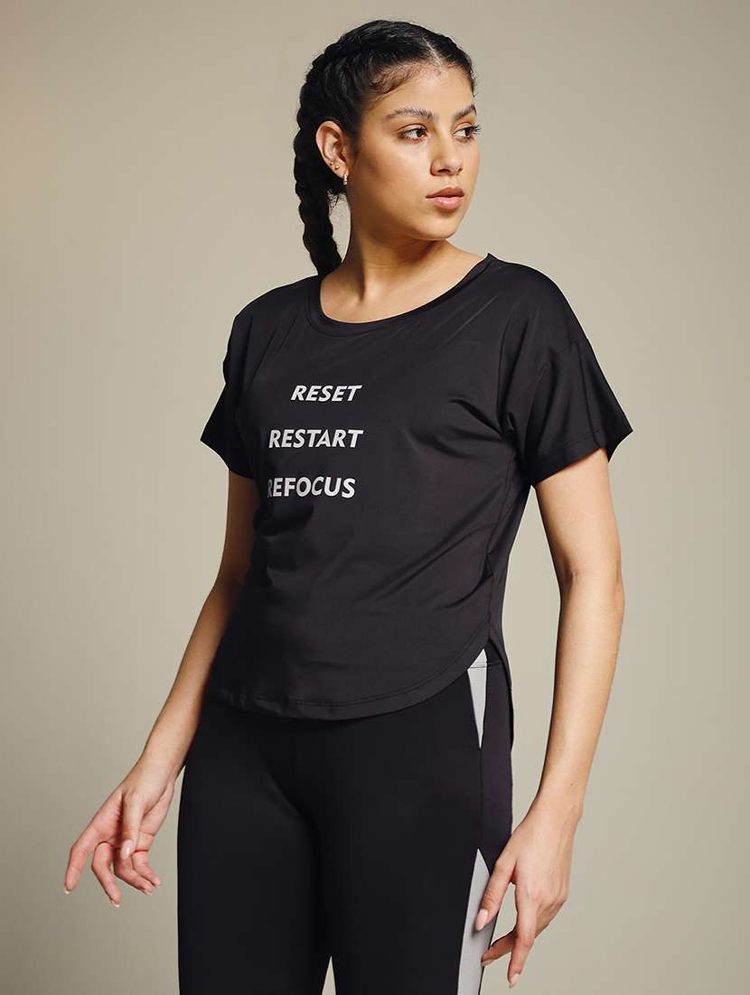 women typography prnted dri-fit sports t-shirt - 21959993 -  Standard Image - 1