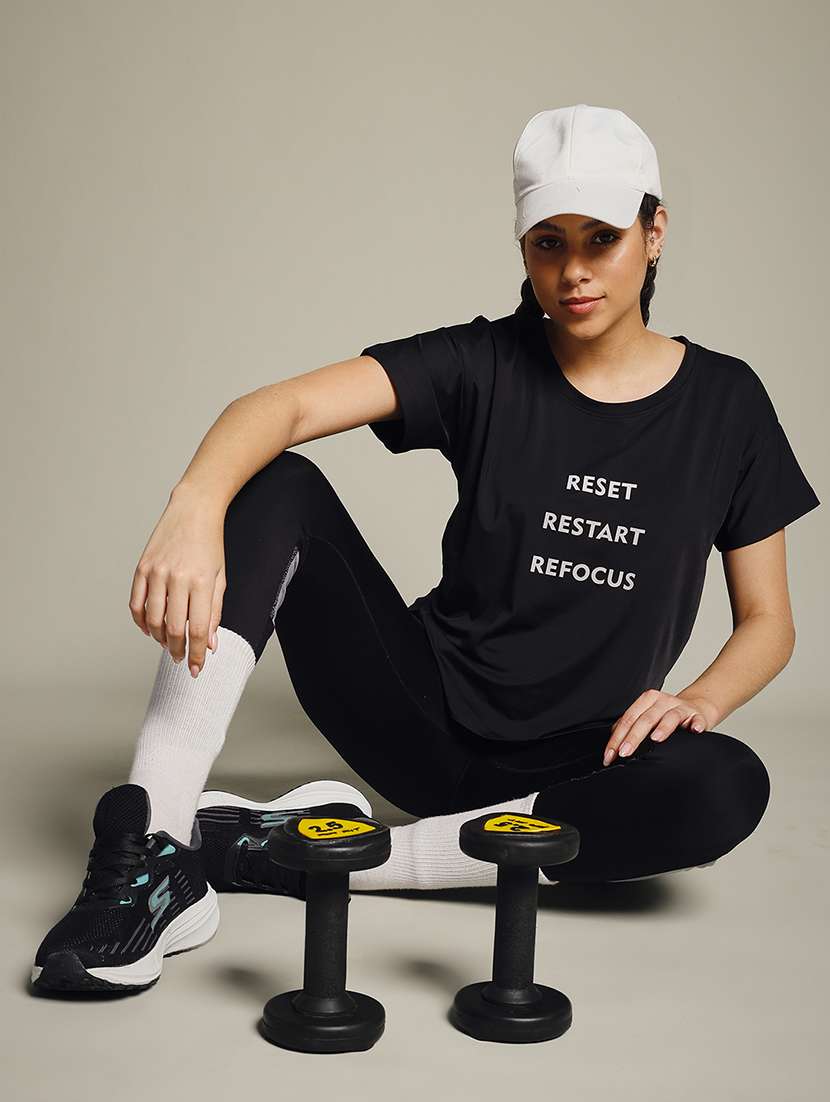 women typography prnted dri-fit sports t-shirt - 21959993 -  Standard Image - 6