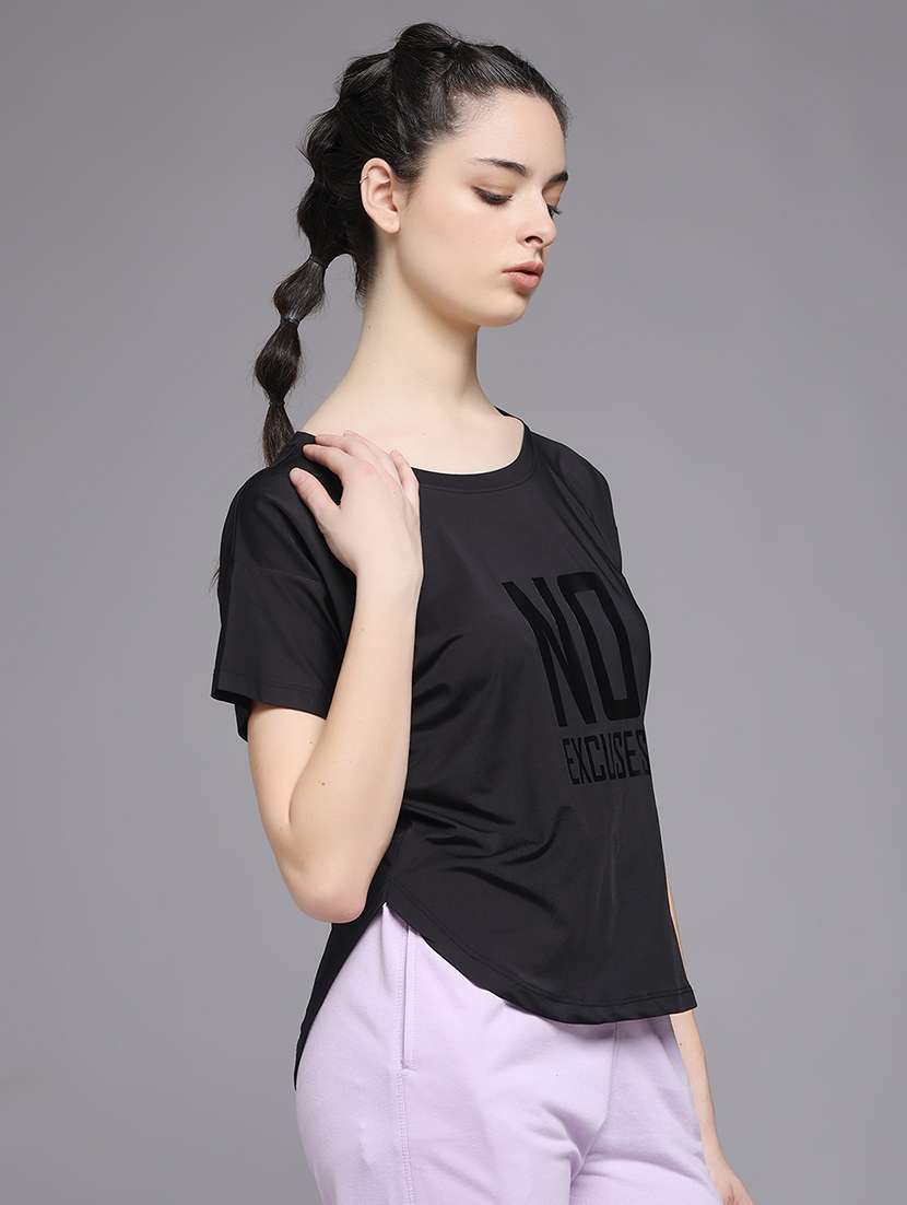 women typography prnted dri-fit sports t-shirt - 21959994 -  Standard Image - 1