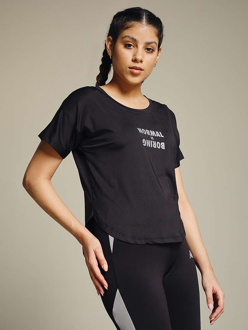 women typography prnted dri-fit sports t-shirt - 21959996 -  Standard Image - 1