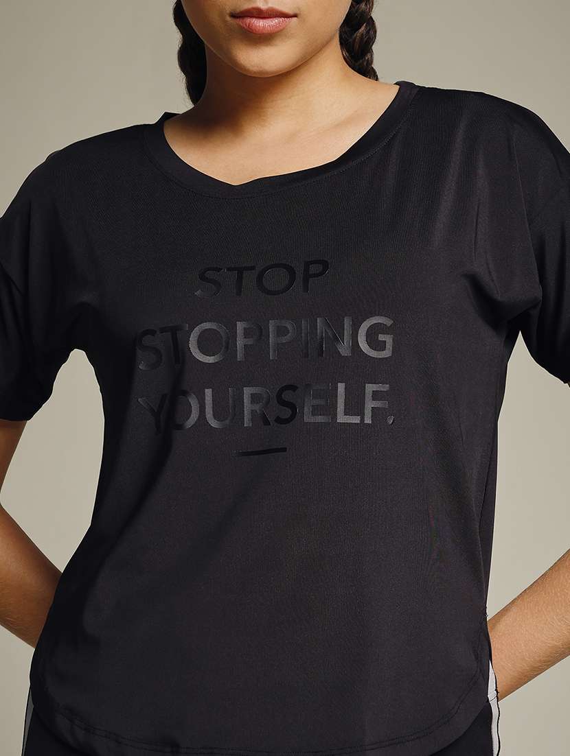 women typography prnted dri-fit sports t-shirt - 21959998 -  Standard Image - 4