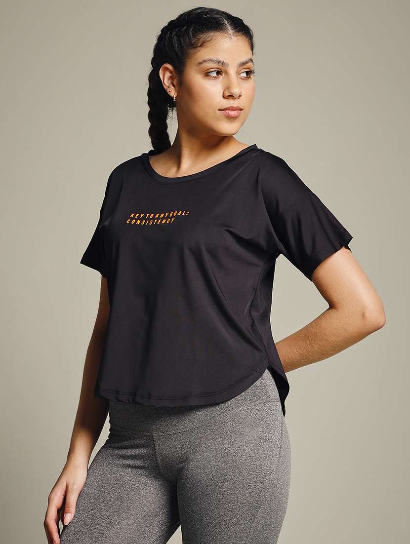 women typography prnted dri-fit sports t-shirt - 21960001 -  Standard Image - 1