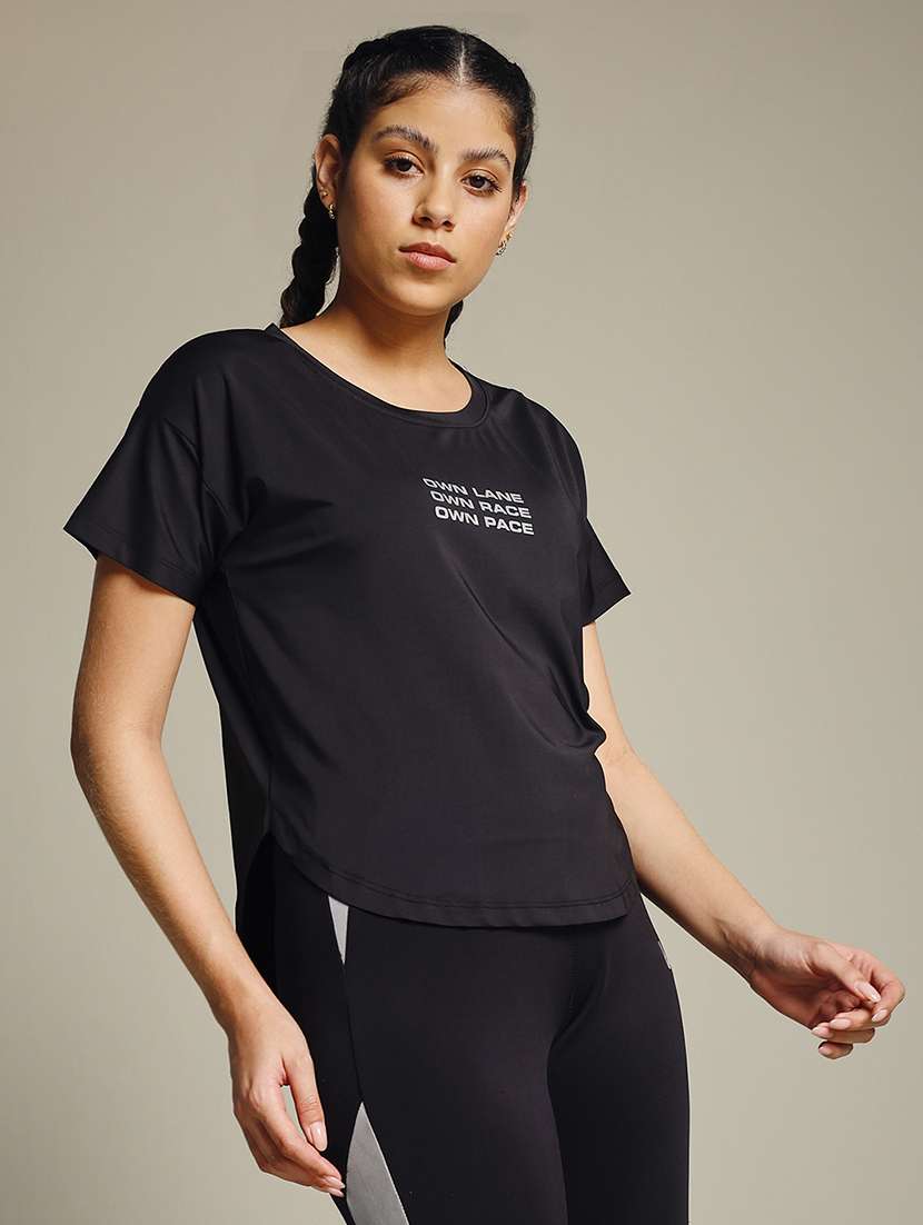 women typography prnted dri-fit sports t-shirt - 21960002 -  Standard Image - 1