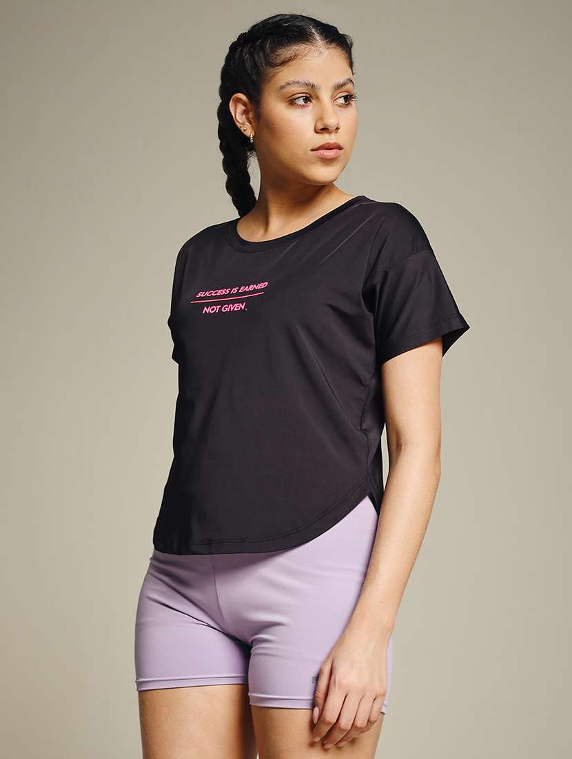 women typography prnted dri-fit sports t-shirt - 21960005 -  Standard Image - 1