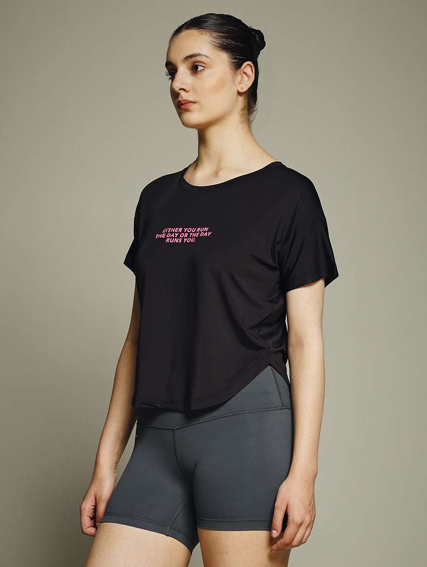 women typography prnted dri-fit sports t-shirt - 21960009 -  Standard Image - 1