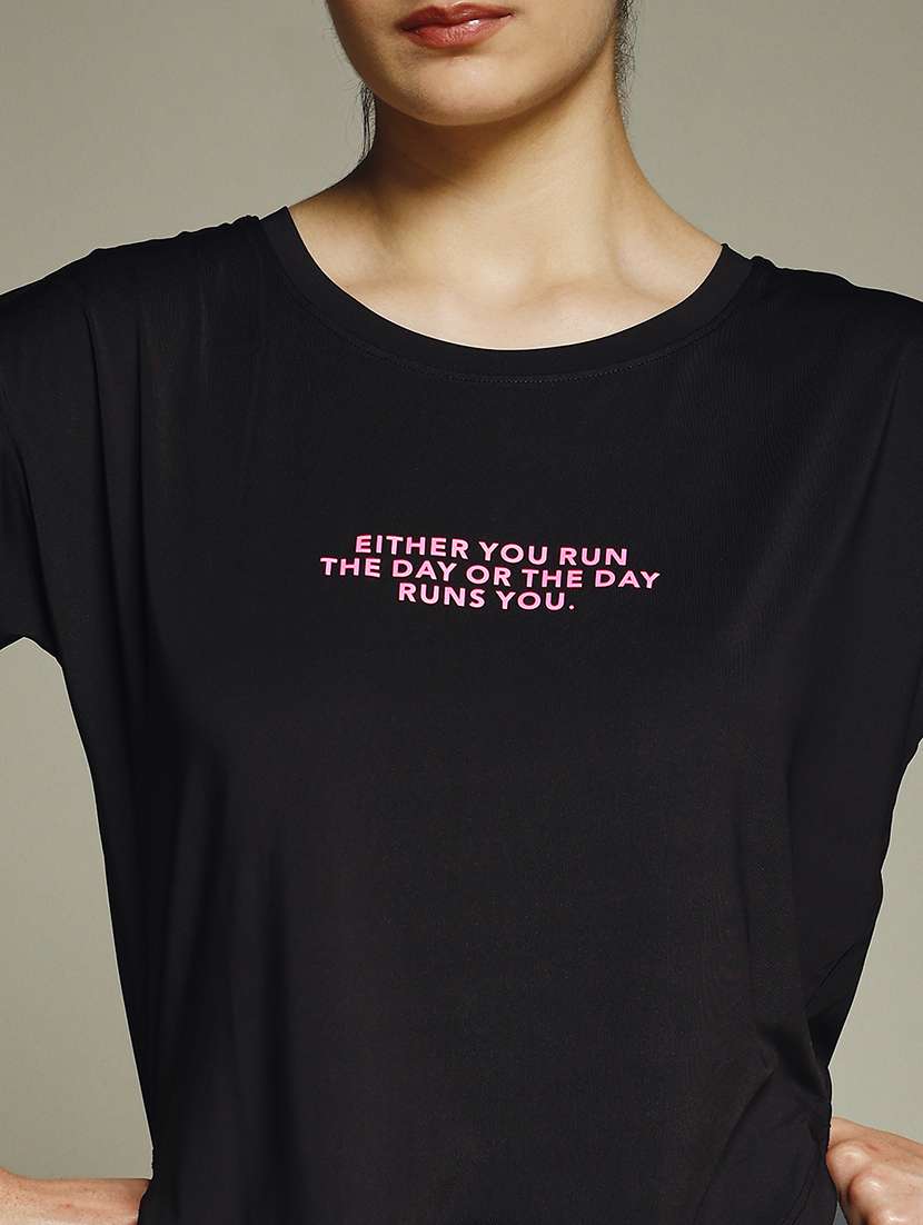 women typography prnted dri-fit sports t-shirt - 21960009 -  Standard Image - 4