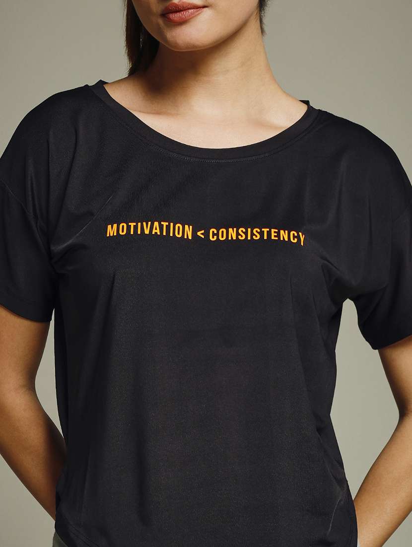 women typography prnted dri-fit sports t-shirt - 21960010 -  Standard Image - 4