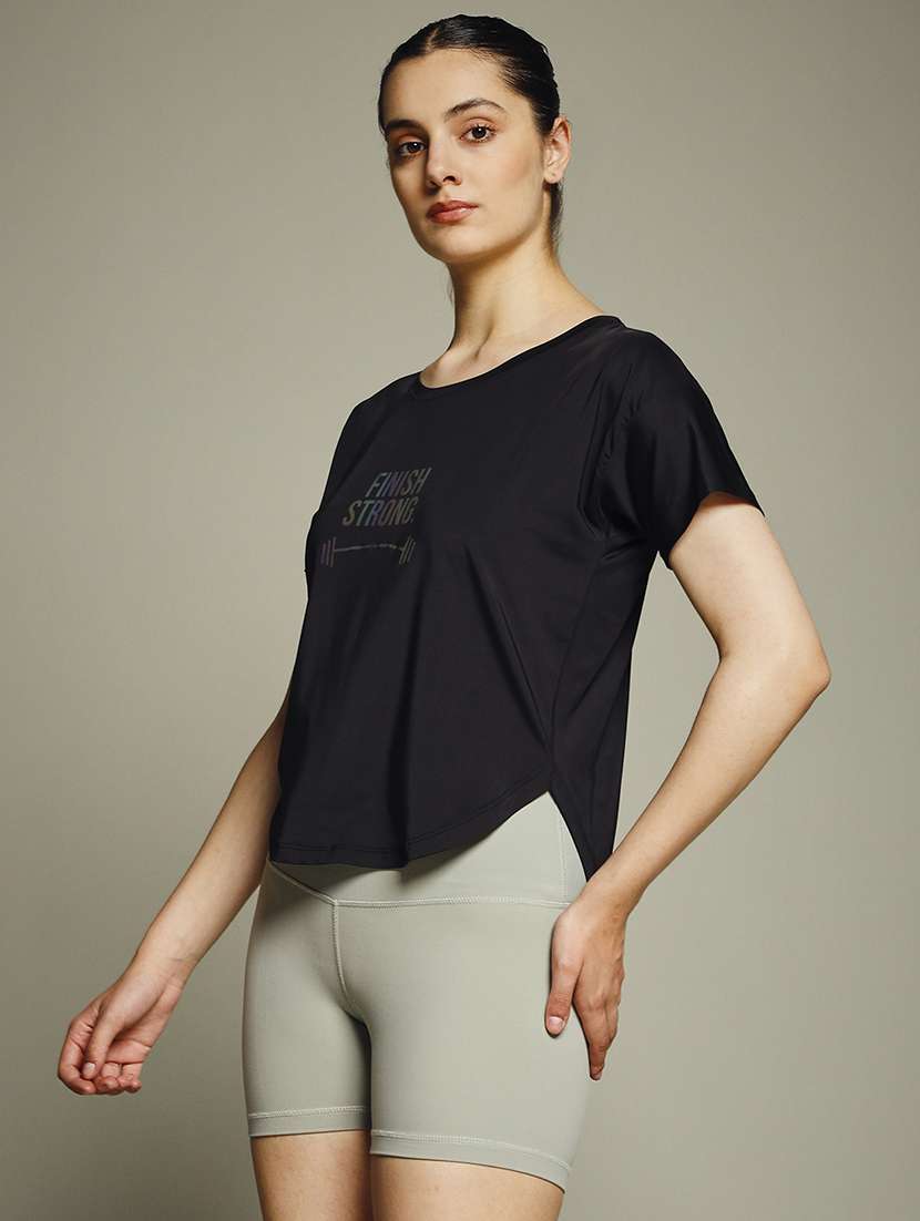 women typography prnted dri-fit sports t-shirt - 21960013 -  Standard Image - 1