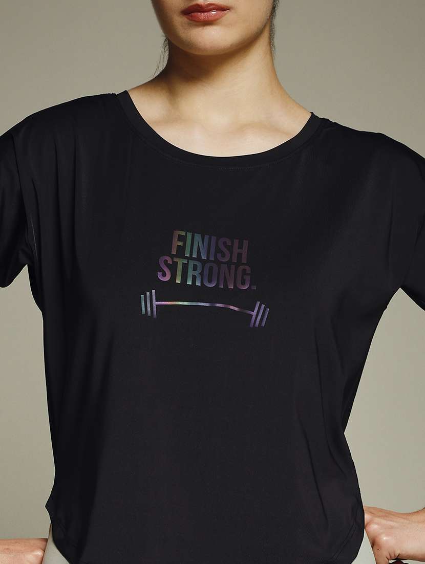 women typography prnted dri-fit sports t-shirt - 21960013 -  Standard Image - 4