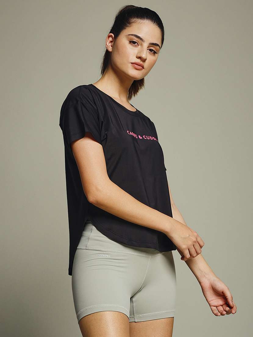 women typography prnted dri-fit sports t-shirt - 21960015 -  Standard Image - 1