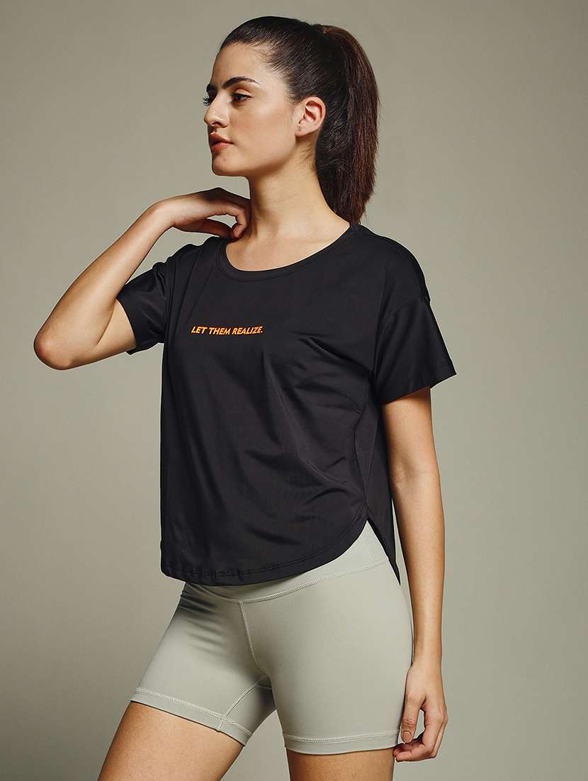 women typography prnted dri-fit sports t-shirt - 21960016 -  Standard Image - 1