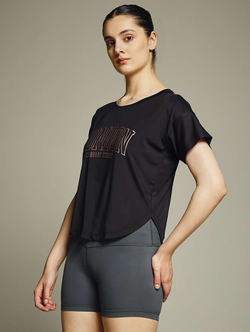 women typography prnted dri-fit sports t-shirt - 21960017 -  Standard Image - 1