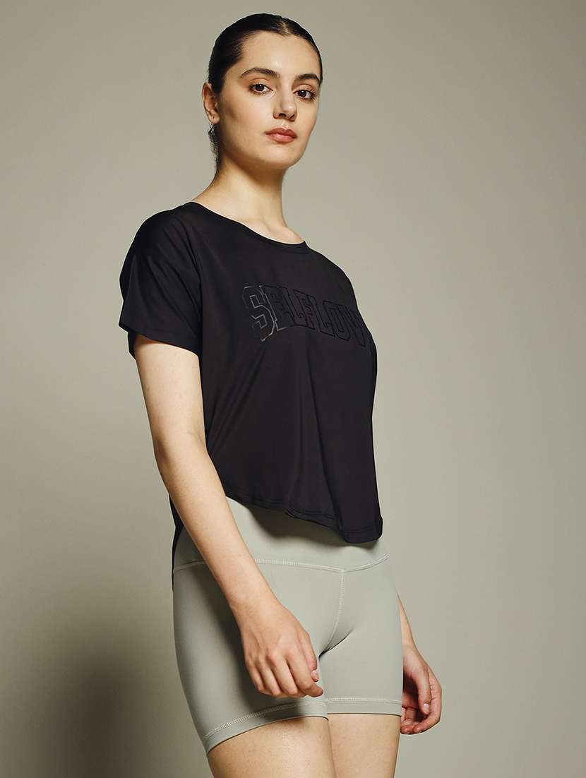 women typography prnted dri-fit sports t-shirt - 21960019 -  Standard Image - 1