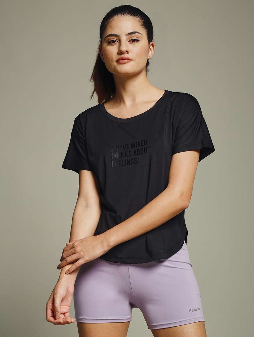 women typography prnted dri-fit sports t-shirt