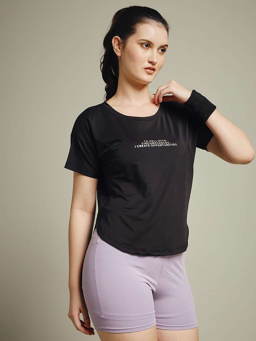 women typography prnted dri-fit sports t-shirt - 21960023 -  Standard Image - 1