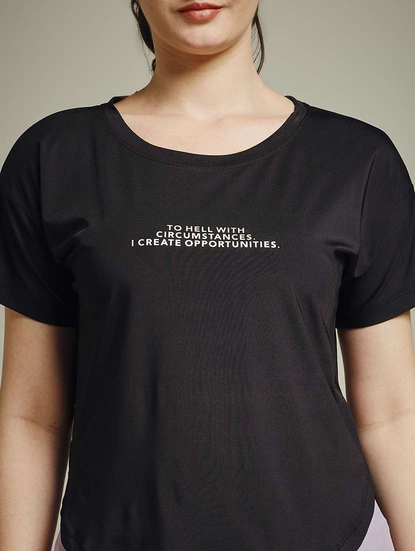 women typography prnted dri-fit sports t-shirt - 21960023 -  Standard Image - 4