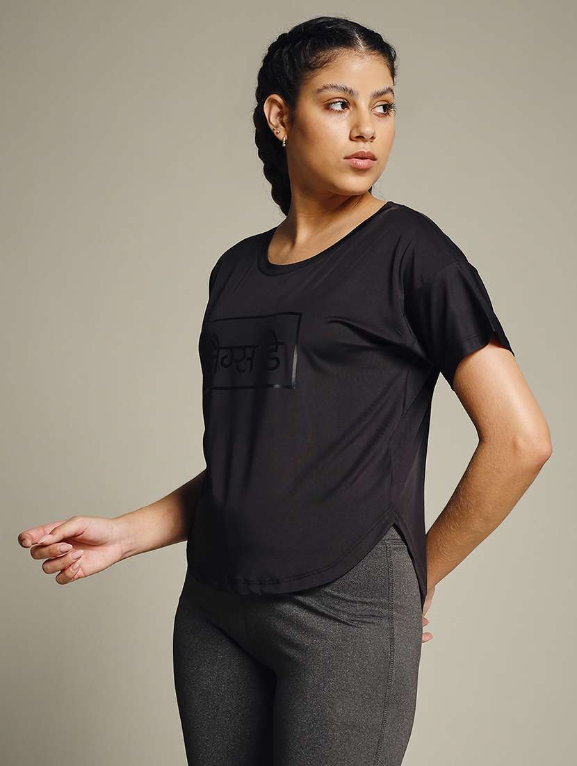 women typography prnted dri-fit sports t-shirt - 21960027 -  Standard Image - 1