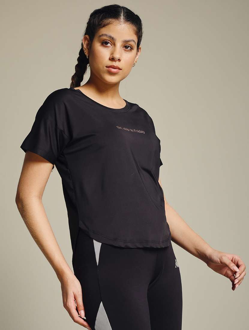 women typography prnted dri-fit sports t-shirt - 21960030 -  Standard Image - 1