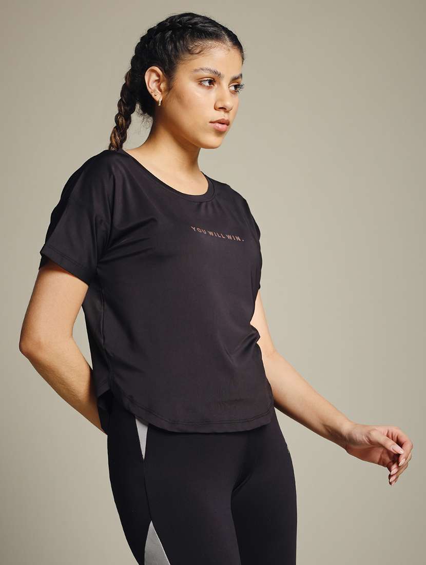 women typography prnted dri-fit sports t-shirt - 21960031 -  Standard Image - 1