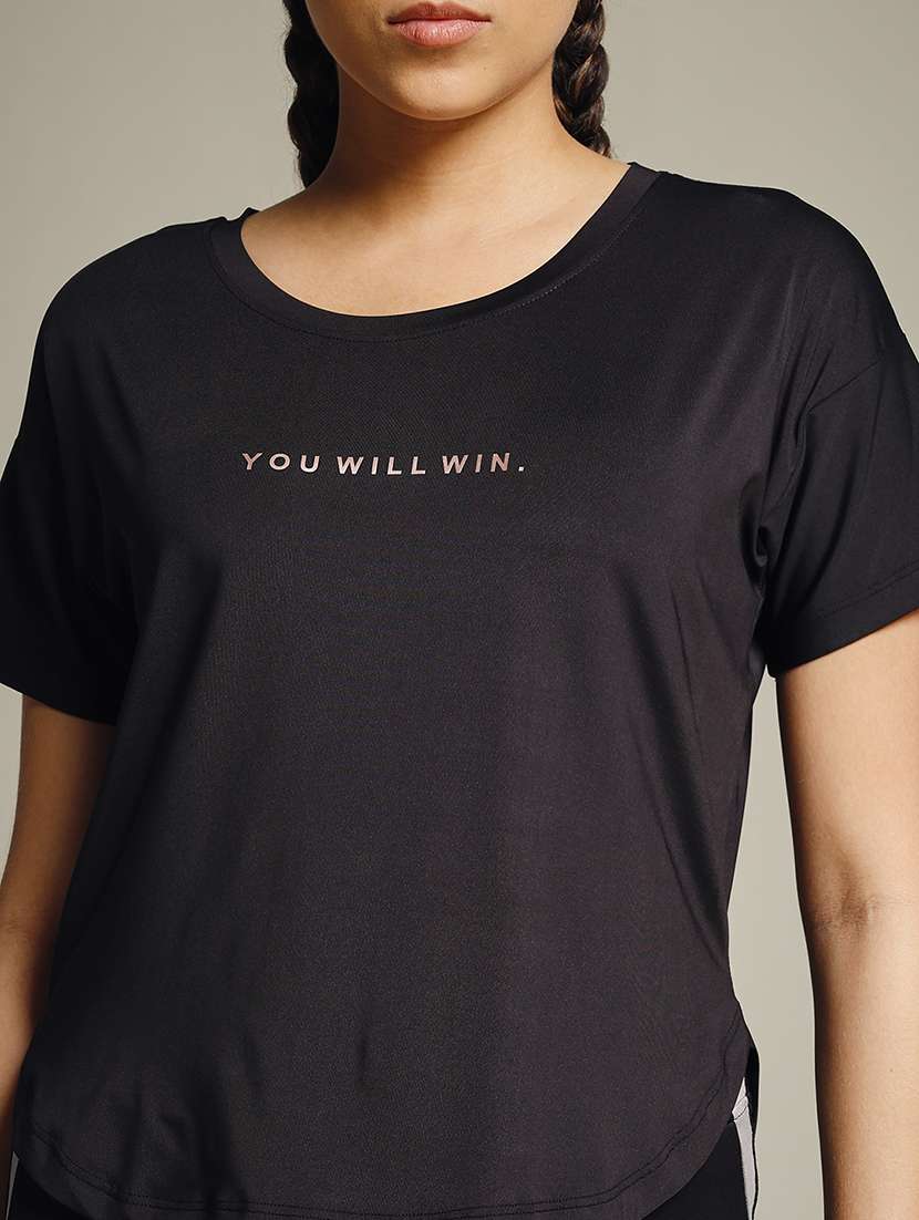 women typography prnted dri-fit sports t-shirt - 21960031 -  Standard Image - 4