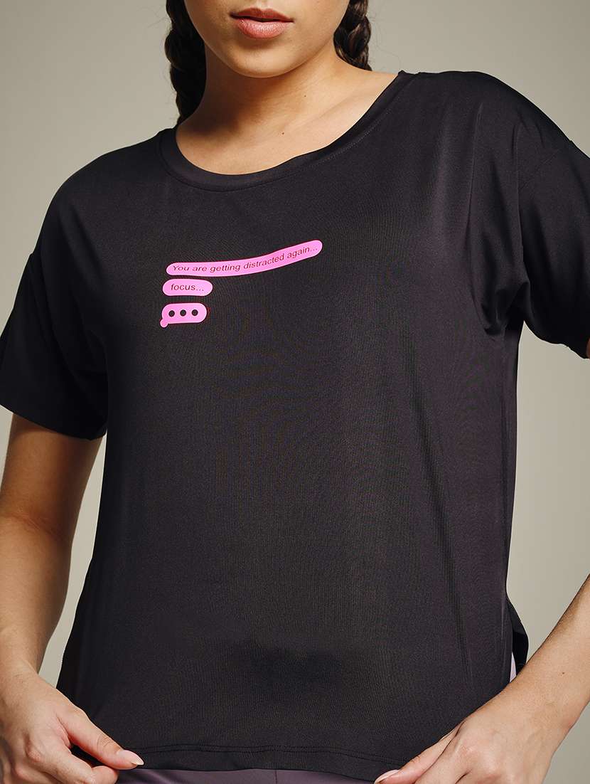 women typography prnted dri-fit sports t-shirt - 21960033 -  Standard Image - 4