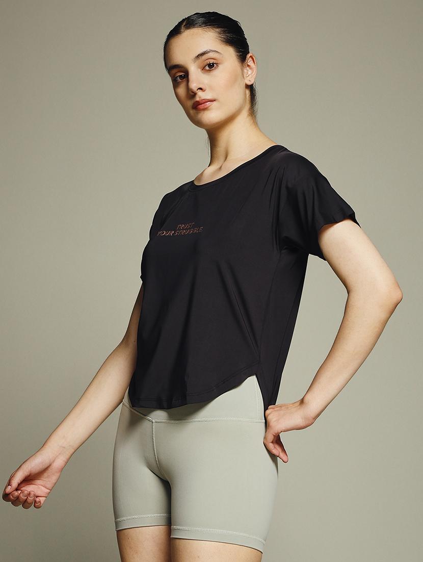 women typography prnted dri-fit sports t-shirt - 21960035 -  Standard Image - 1