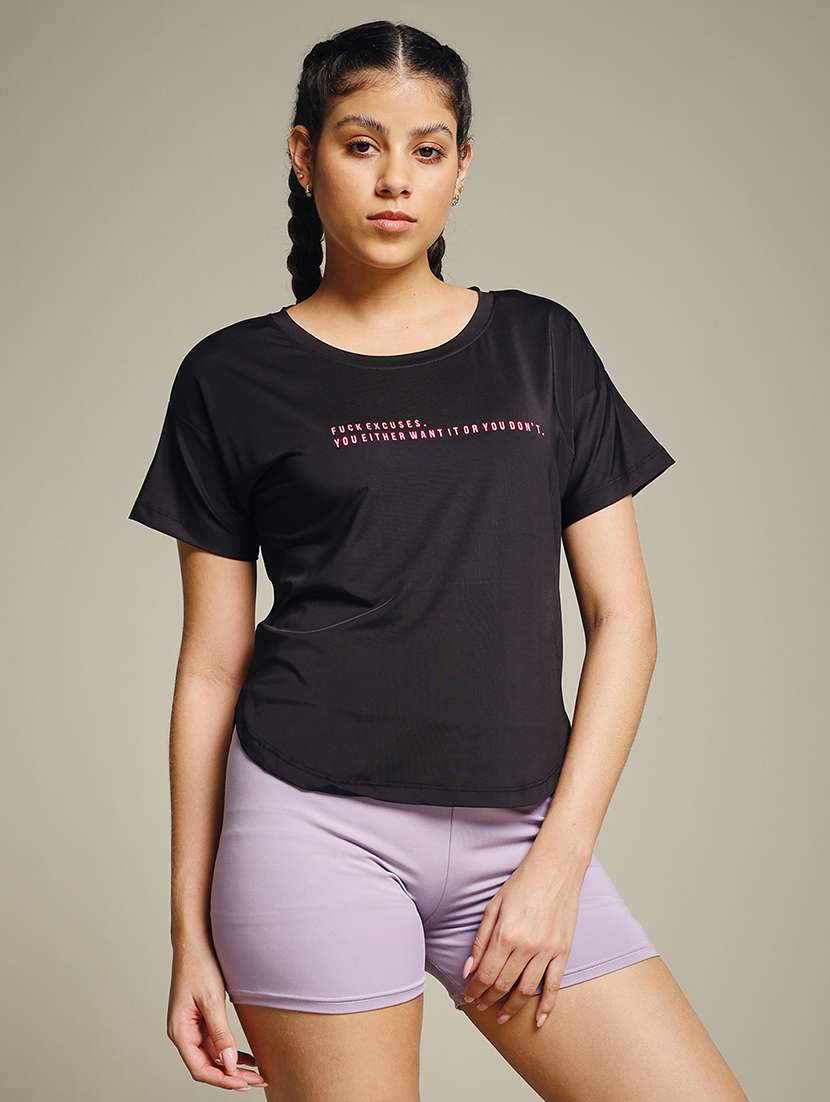 women typography prnted dri-fit sports t-shirt - 21960041 -  Standard Image - 1