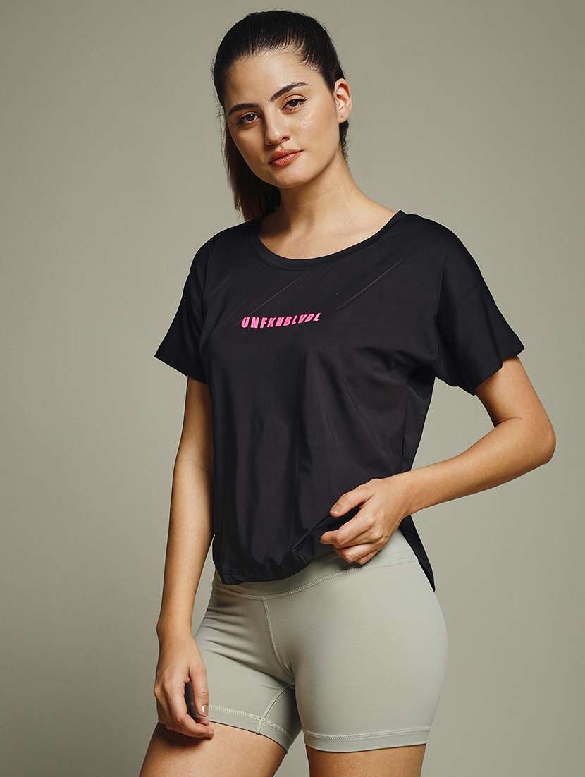 women typography prnted dri-fit sports t-shirt - 21960043 -  Standard Image - 1