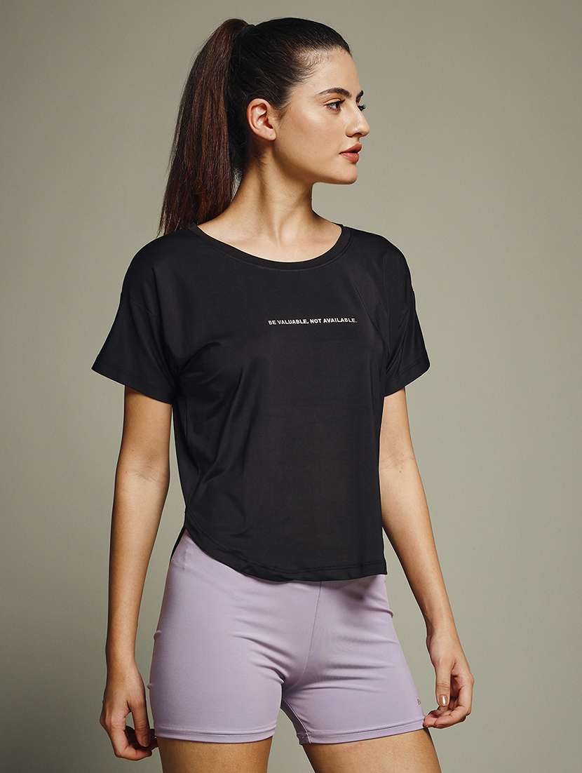 women typography prnted dri-fit sports t-shirt - 21960045 -  Standard Image - 1