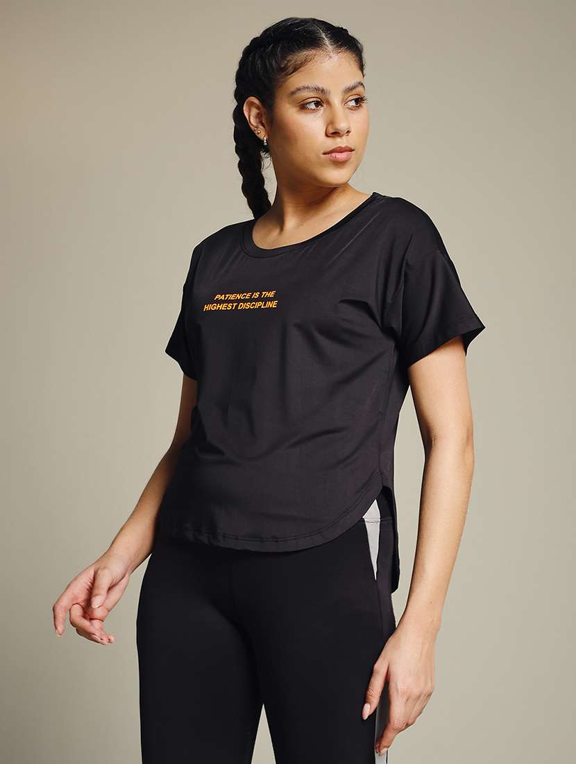 women typography prnted dri-fit sports t-shirt - 21960046 -  Standard Image - 1