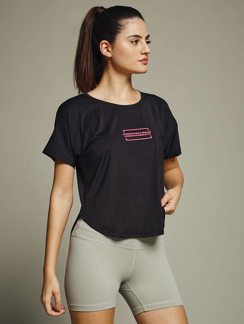 women typography prnted dri-fit sports t-shirt - 21960047 -  Standard Image - 1