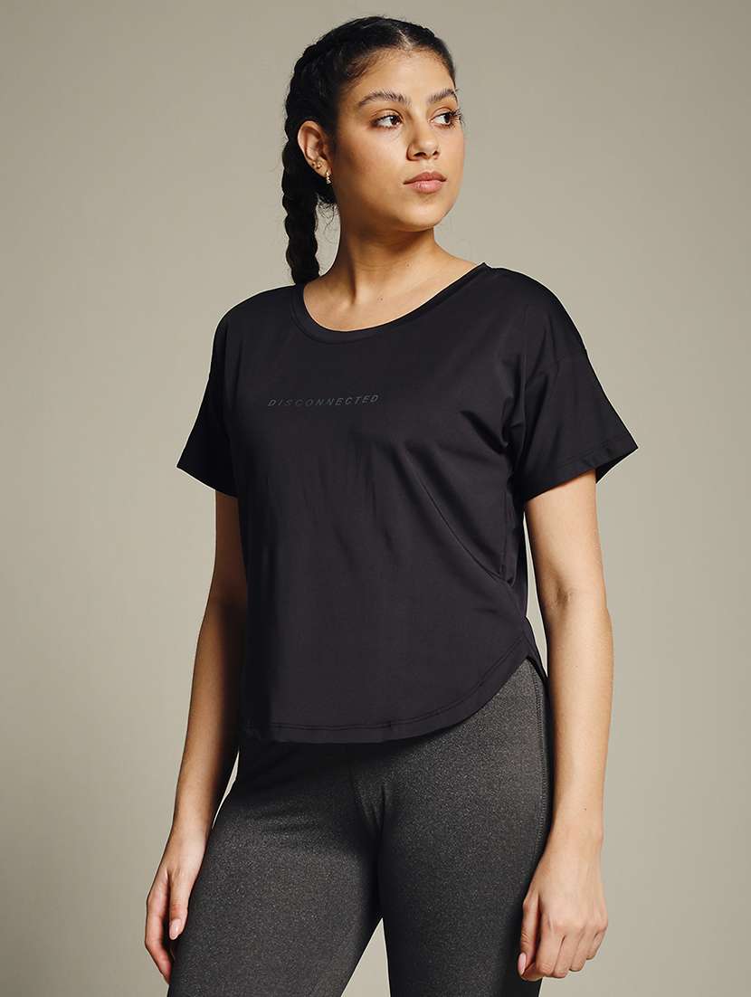 women typography prnted dri-fit sports t-shirt - 21960048 -  Standard Image - 1