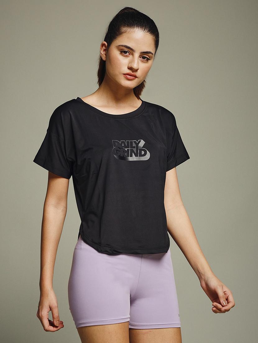 women typography prnted dri-fit sports t-shirt - 21960049 - Standard Image - 1