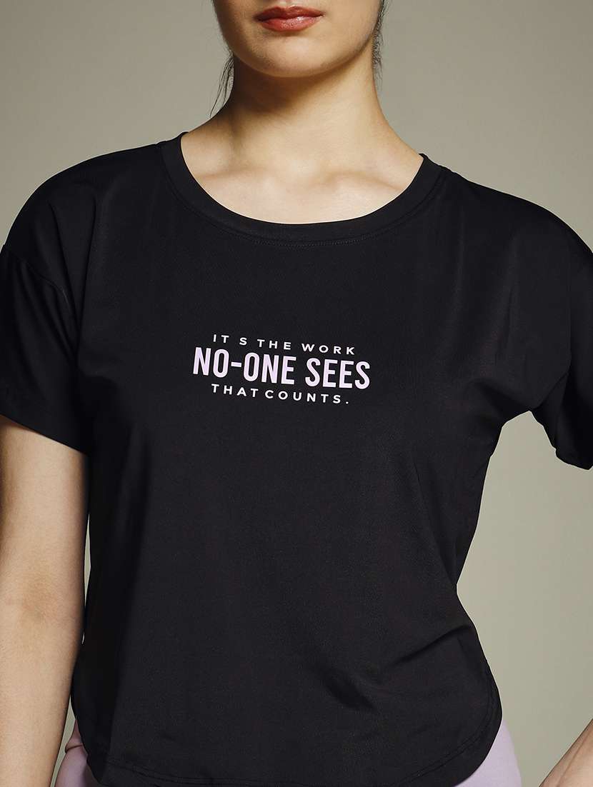 women typography prnted dri-fit sports t-shirt - 21960051 -  Standard Image - 4