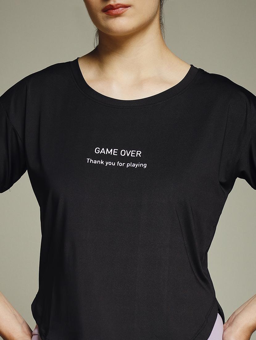 women typography prnted dri-fit sports t-shirt - 21960052 - Standard Image - 4