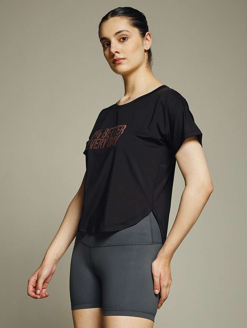 women typography prnted dri-fit sports t-shirt - 21960054 -  Standard Image - 1